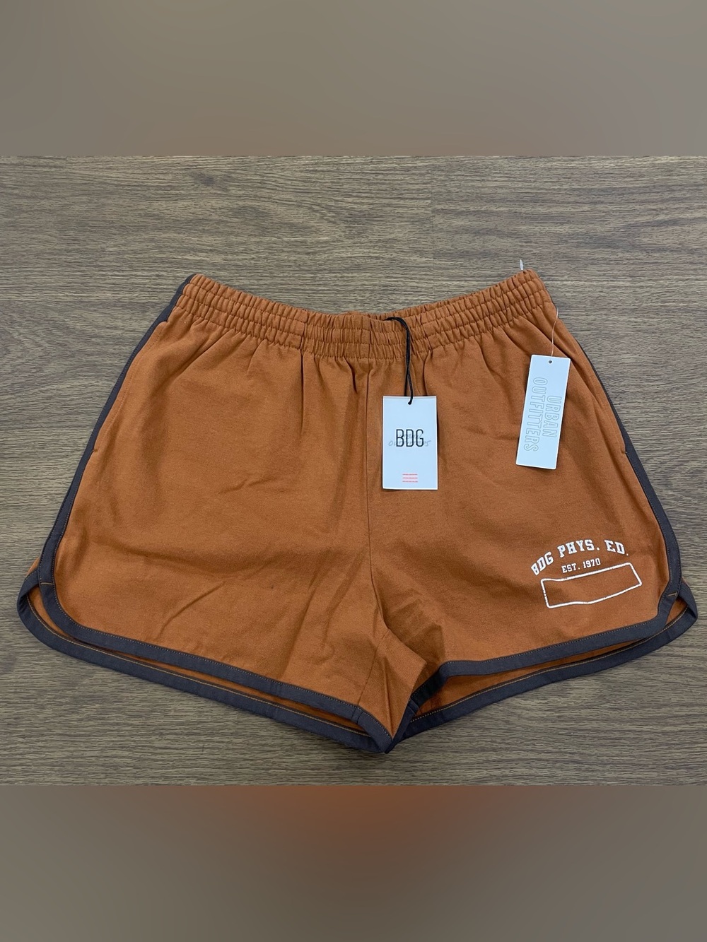 BDG Rust Orange Athletic Shorts with Dark Brown Trim NWT